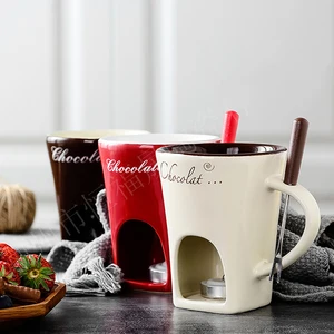 Fondue Pots Set persönlicher Fondue Becher Mini Schokoladenkäse Eiscreme Fondue Hersteller Individueller Kit Butter Schmelze kleiner Tassewärmer 10 Hauptverkaufsmaschine Fondue - №1