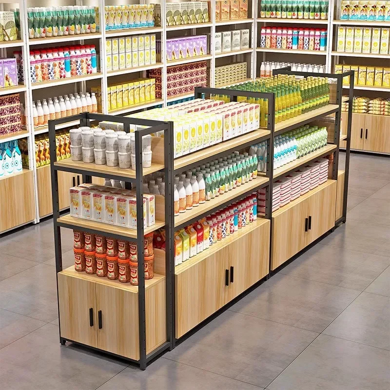 Supermarket Convenience Store Display Shelves Single Double Sided Multi Layer Rack for Pharmacy Snacks Island Wall Cabinet