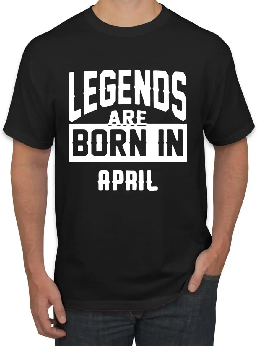 Legends are Born in White Design | Birthday Month Gift Idea Typographic Men's Graphic T-Shirt