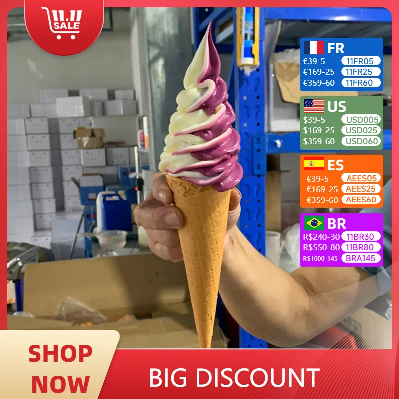 Vanilla Brazil Raspberry Soft Serve Mix Window Handmade Ice Cream Model Waffle Cones Display Shop Pantone Color Customized Props