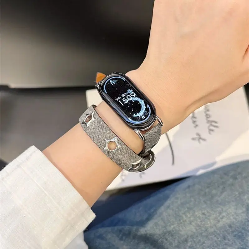 

Ремешок с двойной петлей Cowboy Star подходит для Xiaomi Band 8Pro/9Pro, для Mi Band 3/4/5/6/7,8/8NFC/9NFC/10/10NFC, для Redmi Watch5/4