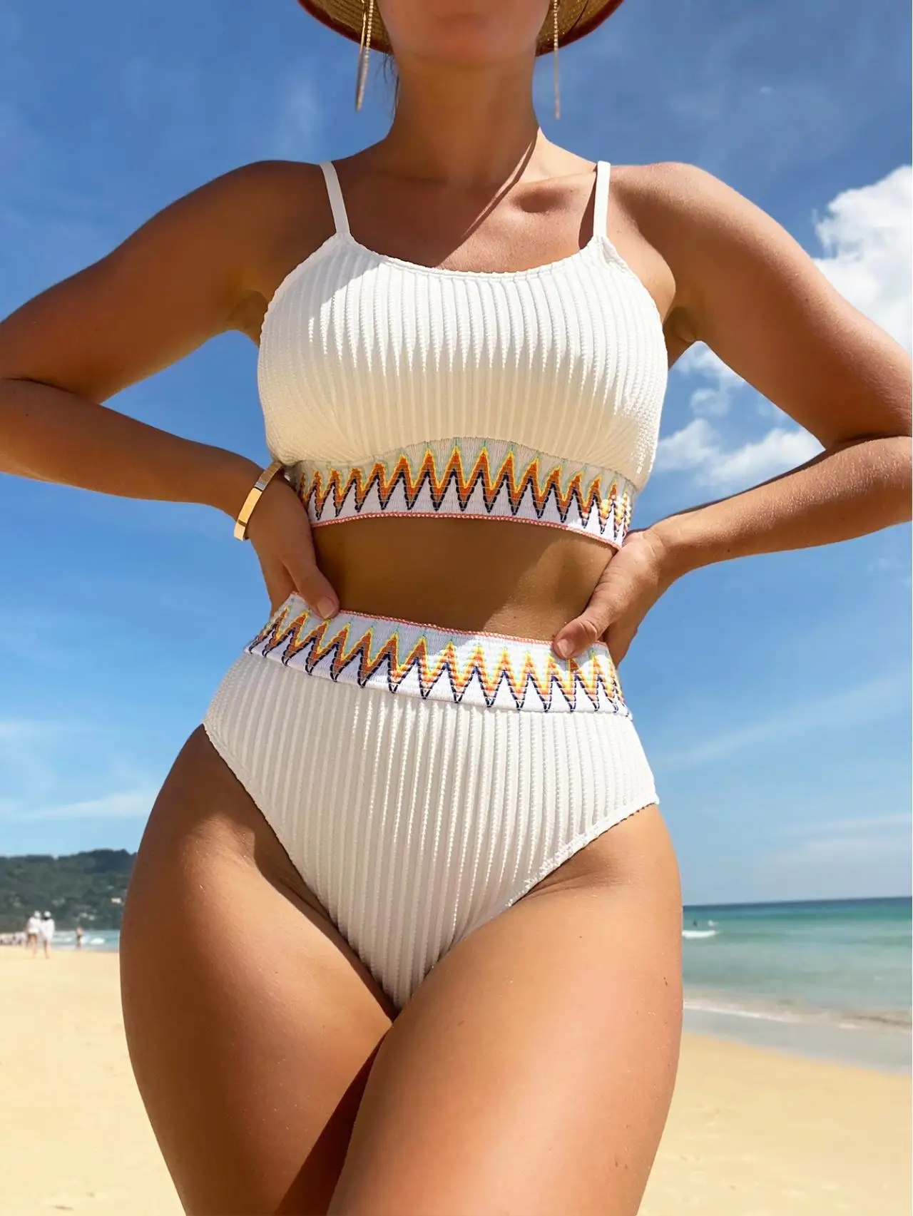 Bikini mit hoher Taille Frauen Sport Bade bekleidung weibliche sexy Badeanzug feste Strand bekleidung Bad Badeanzug Sommer Strand kleidung