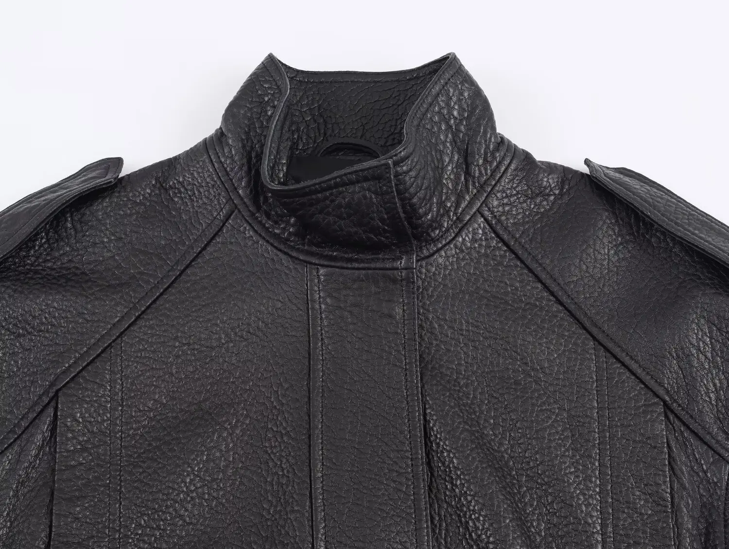 سترة جلدية أوروبية وأمريكية لخريف 2025 مخصصة للشارع غير رسمية ومتعددة الاستخدامات فضفاضة مكشوفة الأكتاف #3