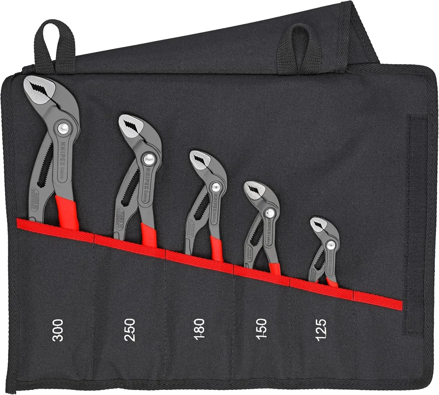 5 Pc Pliers Cobra Set In Tool Roll, Black