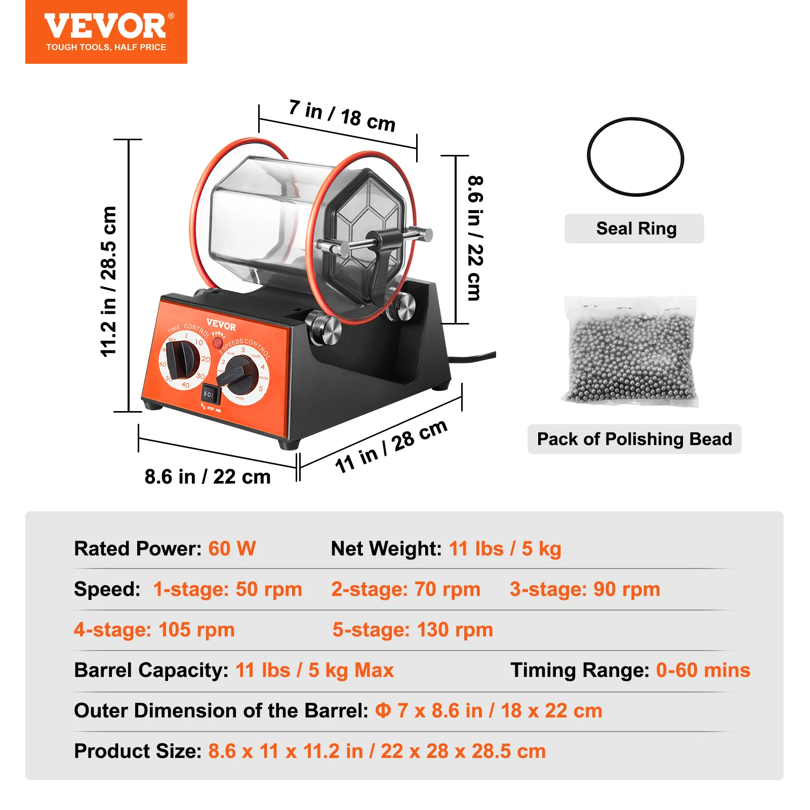 SucceBuy 3kg 5kg Roterende Tumbler Oppervlak Polijstmachine Sieraden Drum Polijstmachine Gem DIY Mini-Tumbler Afwerking gereedschap