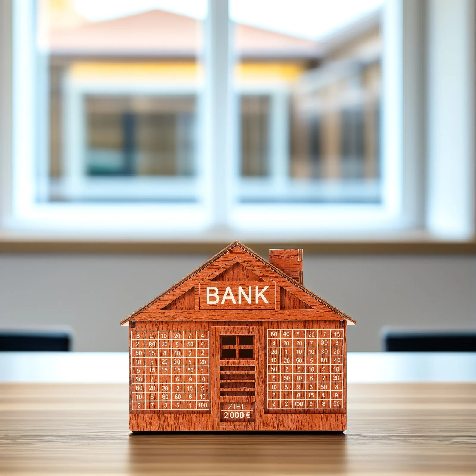 Wooden Piggy Bank Money Saving Box With Savings Targets House Shaped Design Adult Large Unique Coin Bank For Bedroom Living