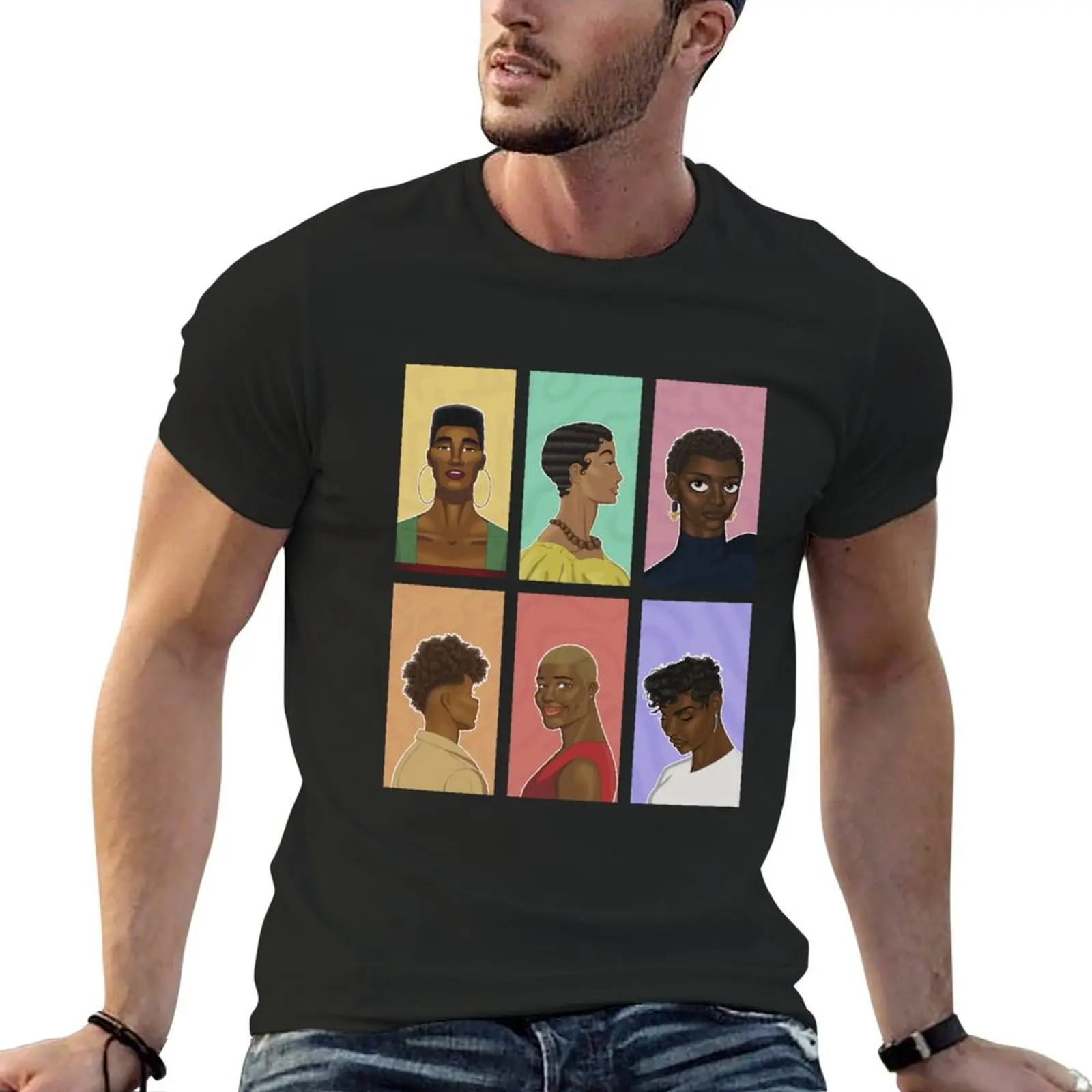 Black Women Haircuts Graphic Shirt T-Shirt rapper graphic tees graphic shirts Blouse mens t shirts