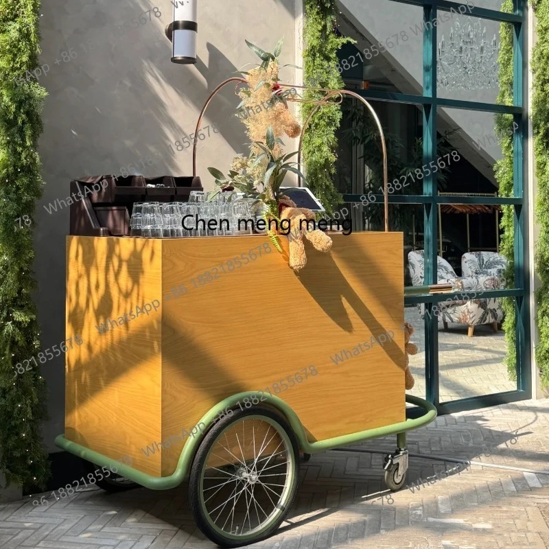 Promotional booth display car Outdoor market stall car Shopping mall selling flower wrought iron movable car