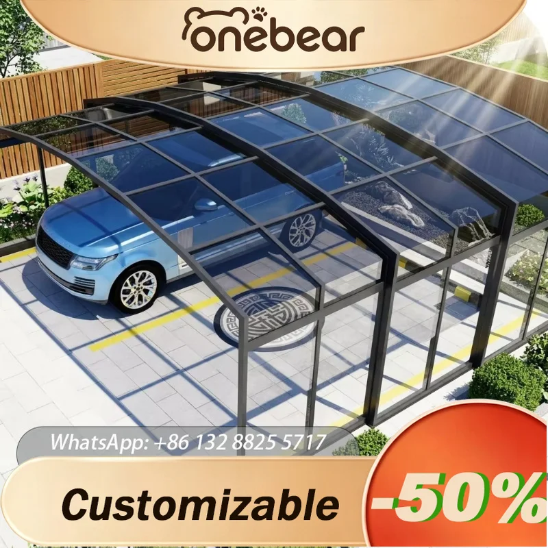 

Any Size Custom Modern Lightweight Patio Outdoor Portable Aluminum Frame Carport Transmittance UV Resistant Waterproof Sunroom