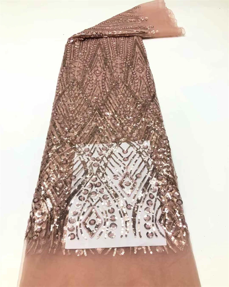 

2025Latest Austria High Quality Elegant Embroidery Sequin Mesh Lace Fabric for Wedding Party Dress