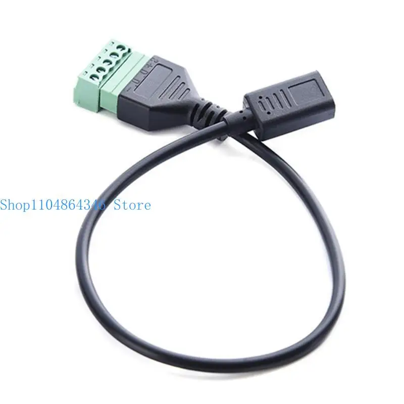 652F Electronic Cable Type C USB Female To 5 Pin Bolt Screw Terminal Cable for Structure Cabling & Device Charging Needs