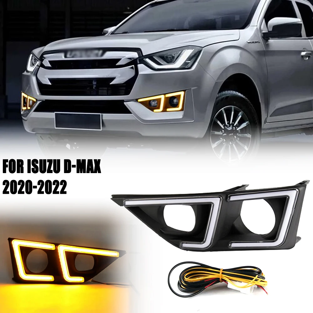 

FOR ISUZU D-MAX 2020 2021 2022 LED Light Bar DRL Daylight Day Time Running Light Fog Lamp Cover w/Wiring Set (2pcs/set)