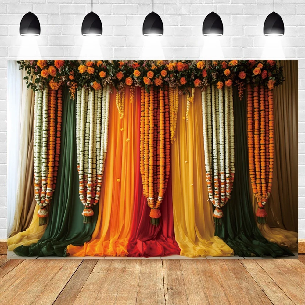 خلفية تصوير على الطراز الهندي ستارة زهرة القطيفة Puja Ganpati Pooja ديكور تقليدي لحفلات أعياد الميلاد وحفلات الزفاف