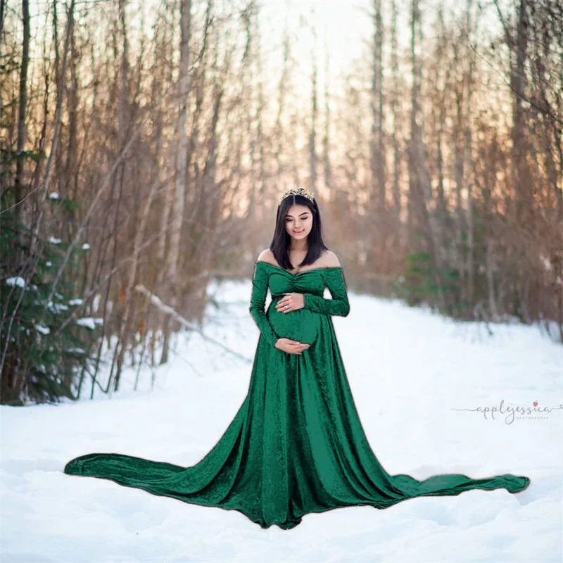 

Pregnancy Tailor Gown Sexy Maternity Dresses Photoshoot Long Sleeve Pregnant Women Dress Photography Props Loose Clothing