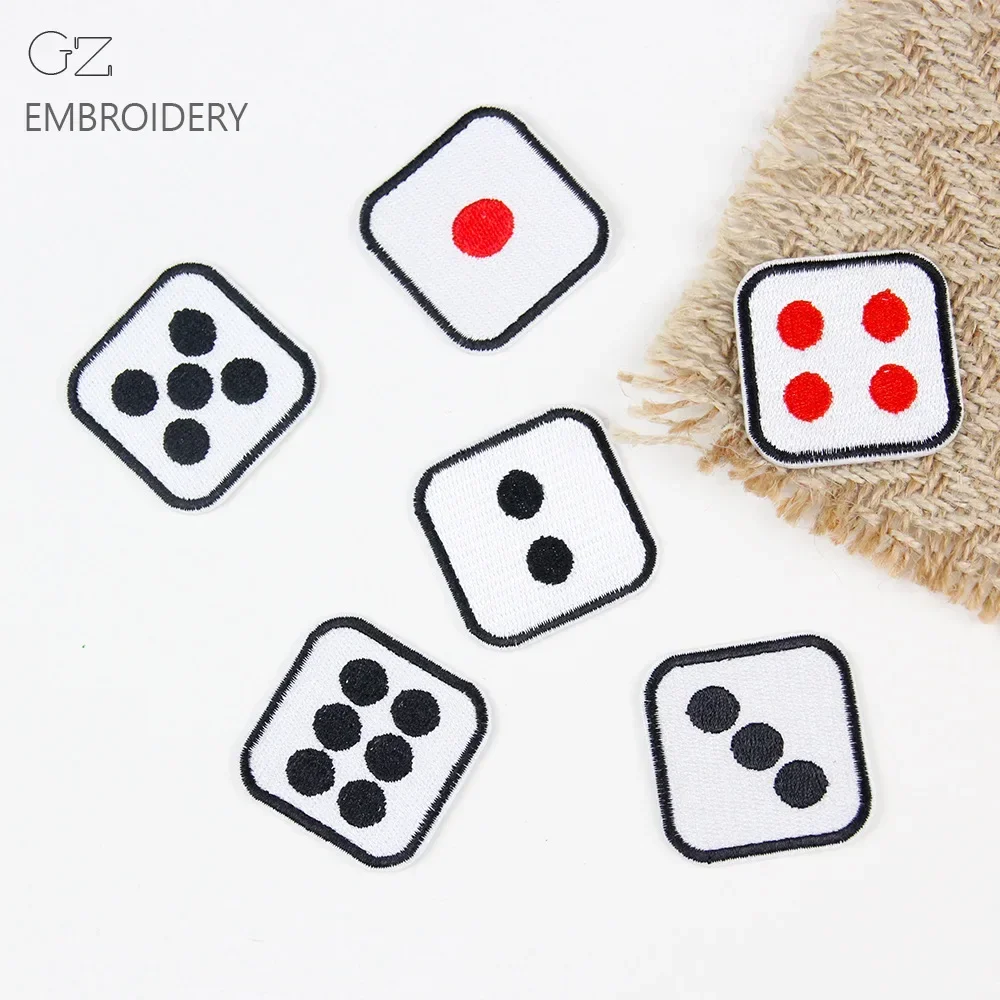 1PCS Fashion Cartoon Entertainment toys Dice Patches wholesale For Clothing Embroidered Iron On Patches accessories