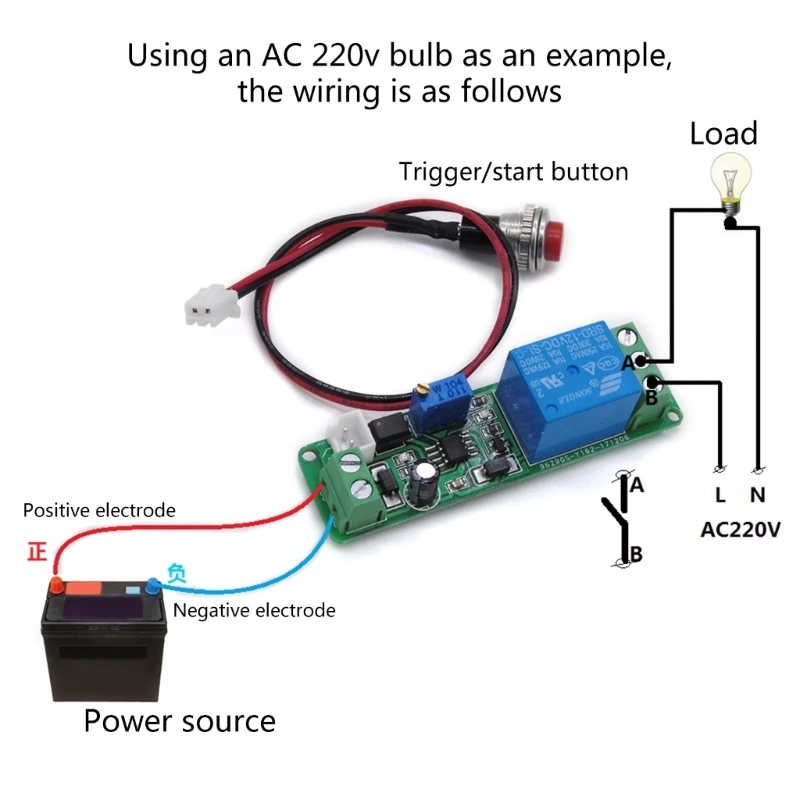 Módulo Control sincronización eficiente DC5V 12V Módulo relés sincronización retardo ciclo infinito retardo ajustable