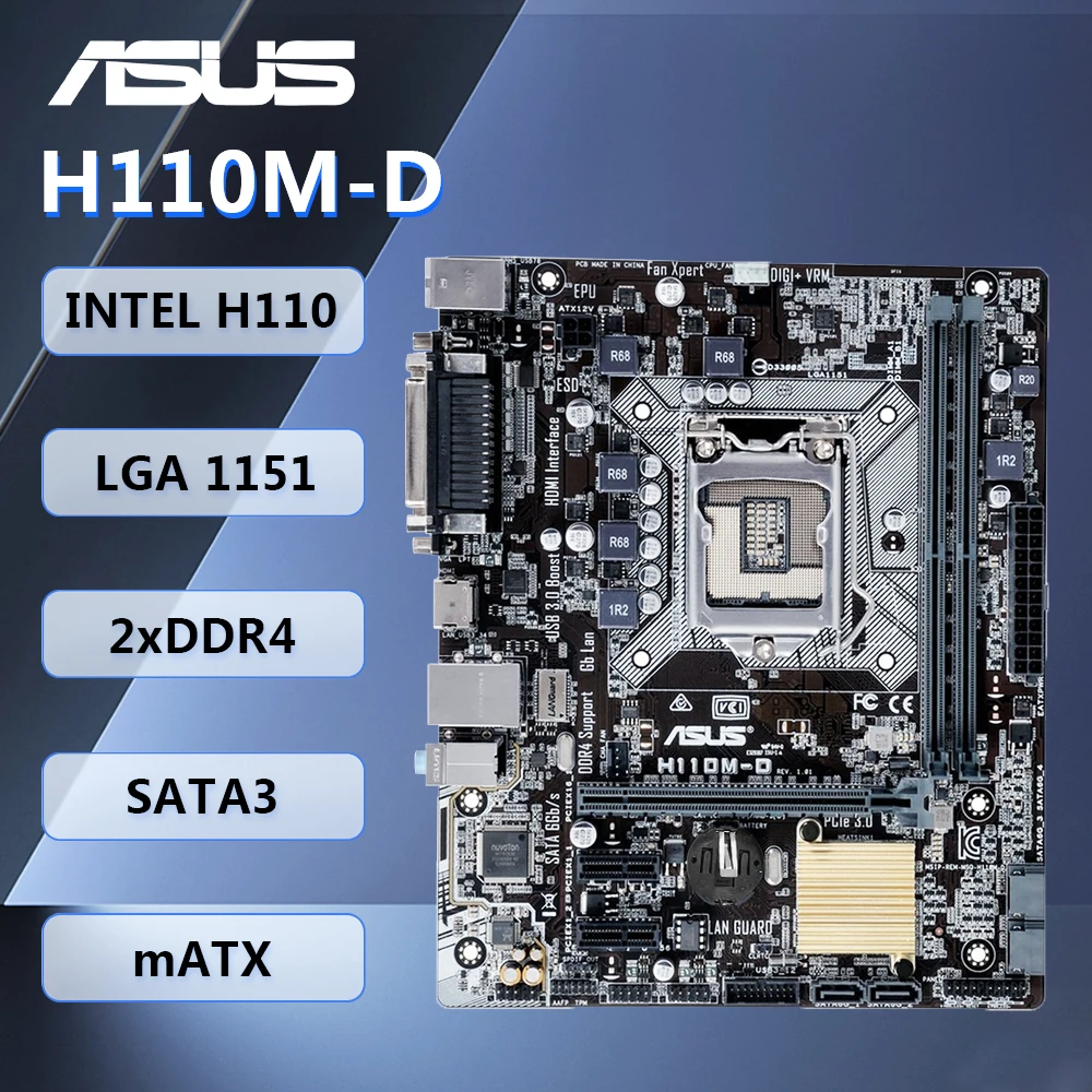اللوحة الأم ASUS H110M-D mATX Intel H110 شرائح LGA1151 DDR4 32GB SATA3 HDMI VGA لـ 6th Intel Core i7/i5/i3 Pentium Celeron