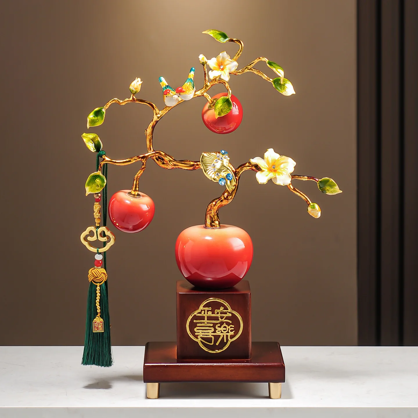 Enamel Apple Ornament, High-End Living Room TV Cabinet Decor Wedding Housewarming Gift