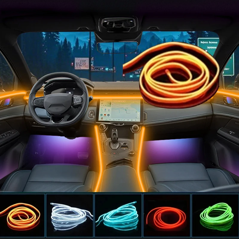 

Автоматическая светодиодная лампа окружающего освещения, холодный свет, консоль приборной панели, декоративные полосы, 1-5 м