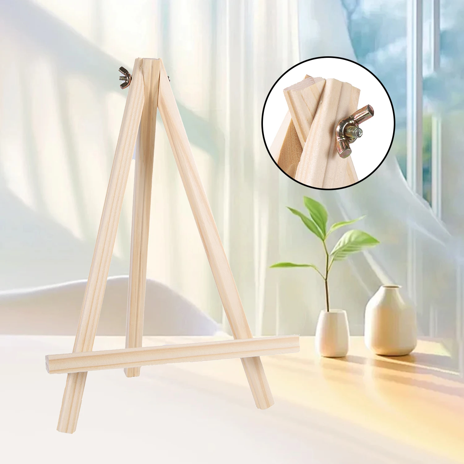 

2Pcs Wood Mini Easel Frame Desktop Triangle Display Stand Wedding Table Card Stand Holder Children Painting Craft Artist Tripod