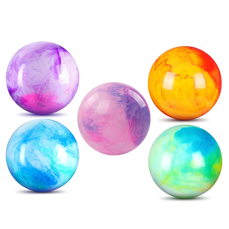 5 pcs Marbleized Bouncy Balls set Inflatable Rubber Playground Sensory Balls Bouncy Toys  for Kid Adults Pet