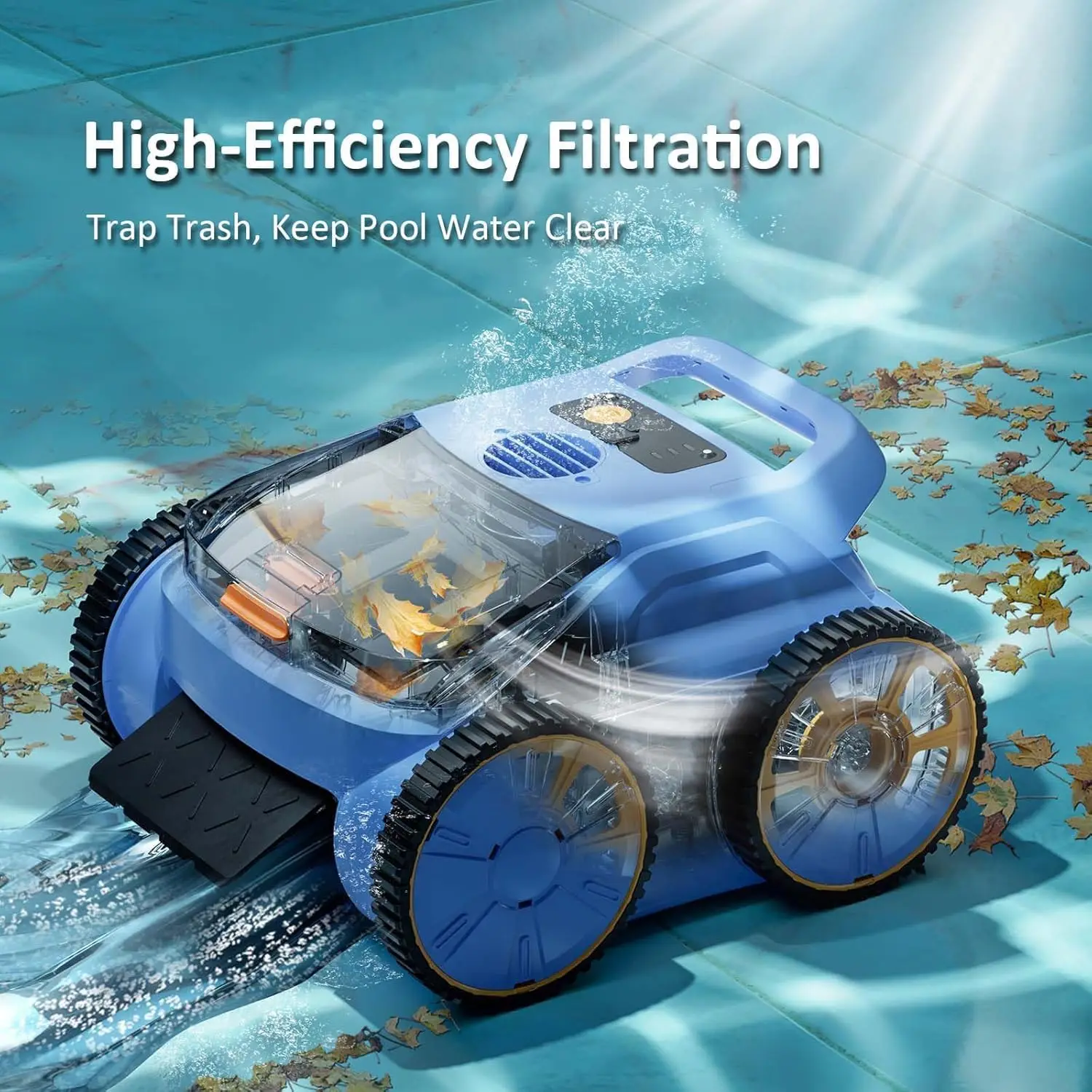 Cordless Robotic Pool Cleaner, 180 Mins Runtime Self-Parking Pool Vacuum For Above Ground Pools, Wall Climbing Automatic Pool Ro view 3