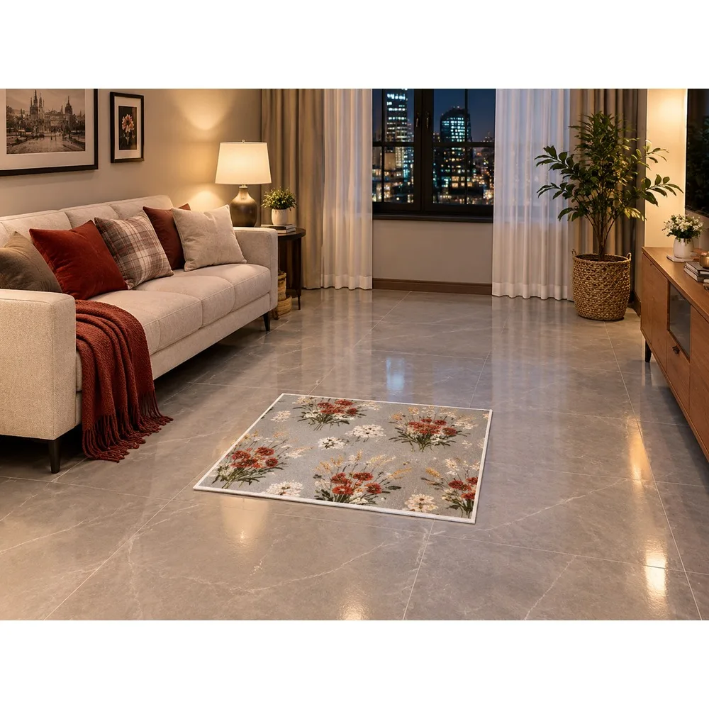VIKAMA British Slate Brick Wheat Meadow Flannel Door Mat, Soft Washable Hallway Mat, UK Home Decor for Kitchen, Utility Room