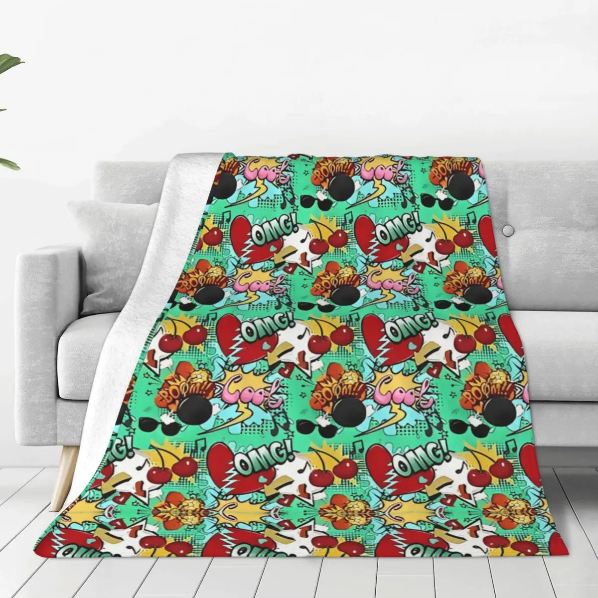 Comic Book Explosion Graffiti Art Pattern Blanket Plush Bedding Throws Street Trend Home Decor Flannel Bedspread Sofa Bed Cover