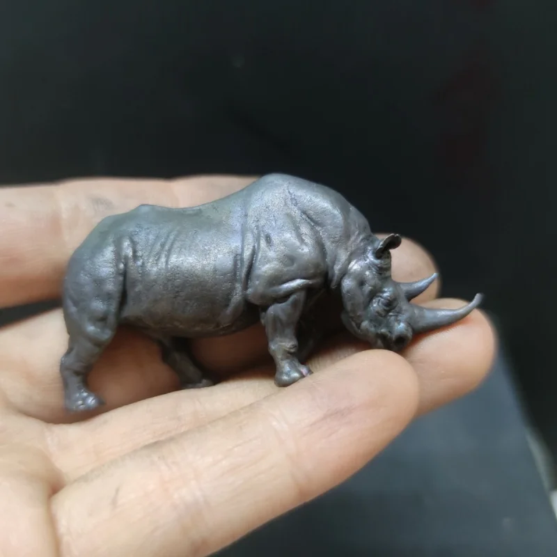 Miniature Rhinoceros Pure Coppe Figurine Animal Model Art Decoration Accessories Tabletop Interior Craft Objects Home Ornament