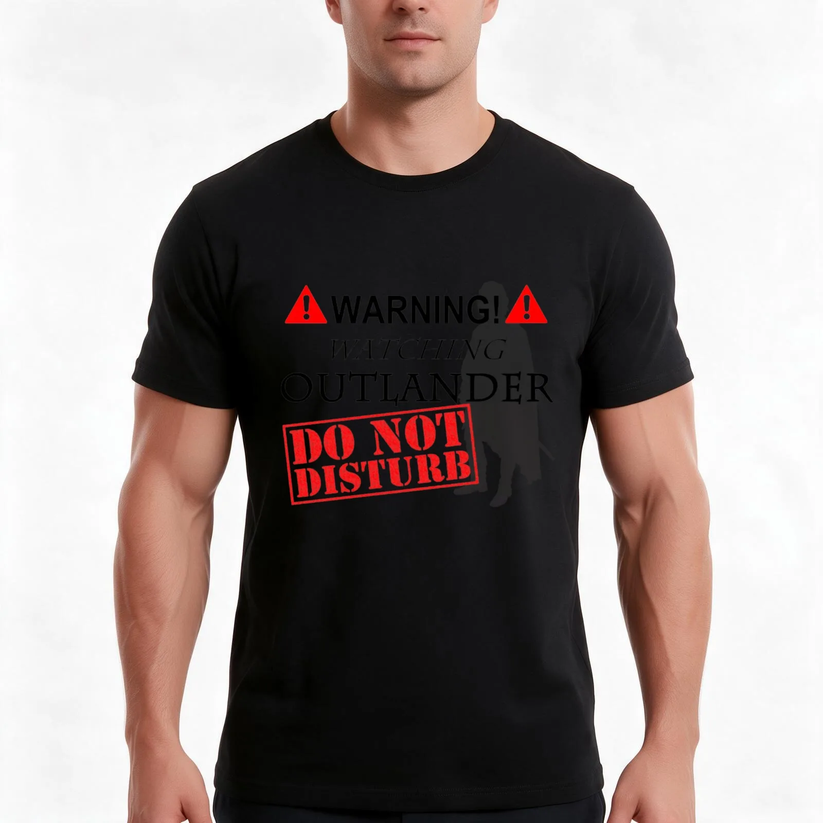 Warning Watching Outlander Do Not Disturb T-Shirt Summer Casual Cotton Tee Oversized Streetwear Tops Vintage Graphic Print