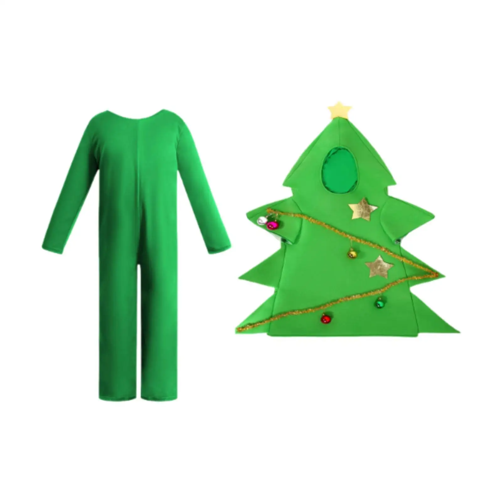 Christmas Tree Costume with Jumpsuit for Stage Performance Festival Party