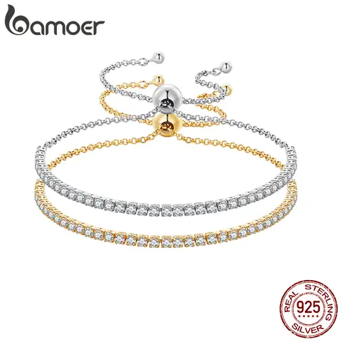 14K Gold Plated CZ Tennis Bracelet for Women bamoer