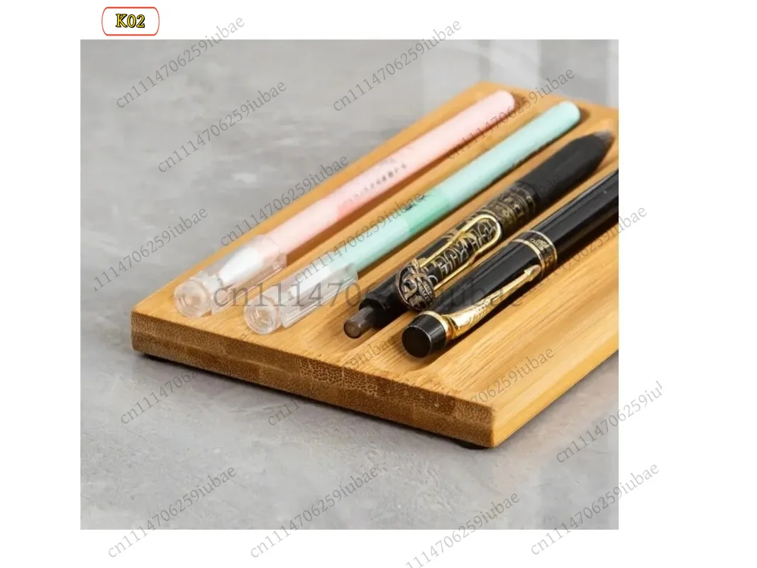 LD_Creative Bamboo Multi‑Slot Pen Holder Minimalist Wooden Desktop Display Rack For Office Desk Organizer