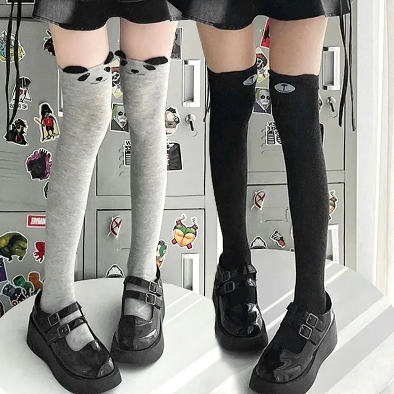 

Осенне-зимние гетры Y2K Lolita Kawaii, теплые толстые чулки до бедра, женские вязаные гольфы с милым мультяшным котом