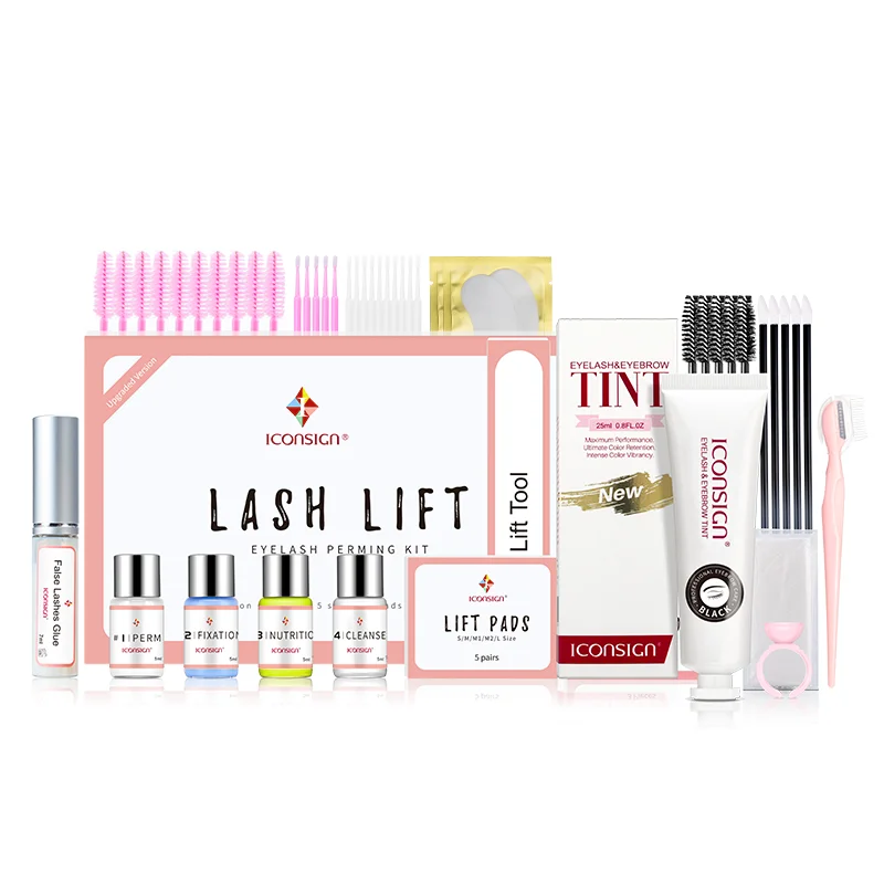 ICONSIGN Upgrade Version Lash Lift Kit + Eyelash Eyebrow Tint Set Lash Lifting Dye Eyelash Brow Beard Eye Makeup Tools Wholesale