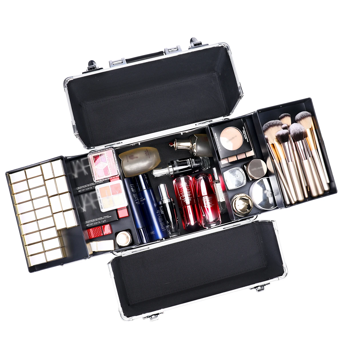 Detachable Rolling Makeup Case Large Storage Cosmetic Trolley 4 Layers Large Capacity Makeup Organizers Travel Case with Key