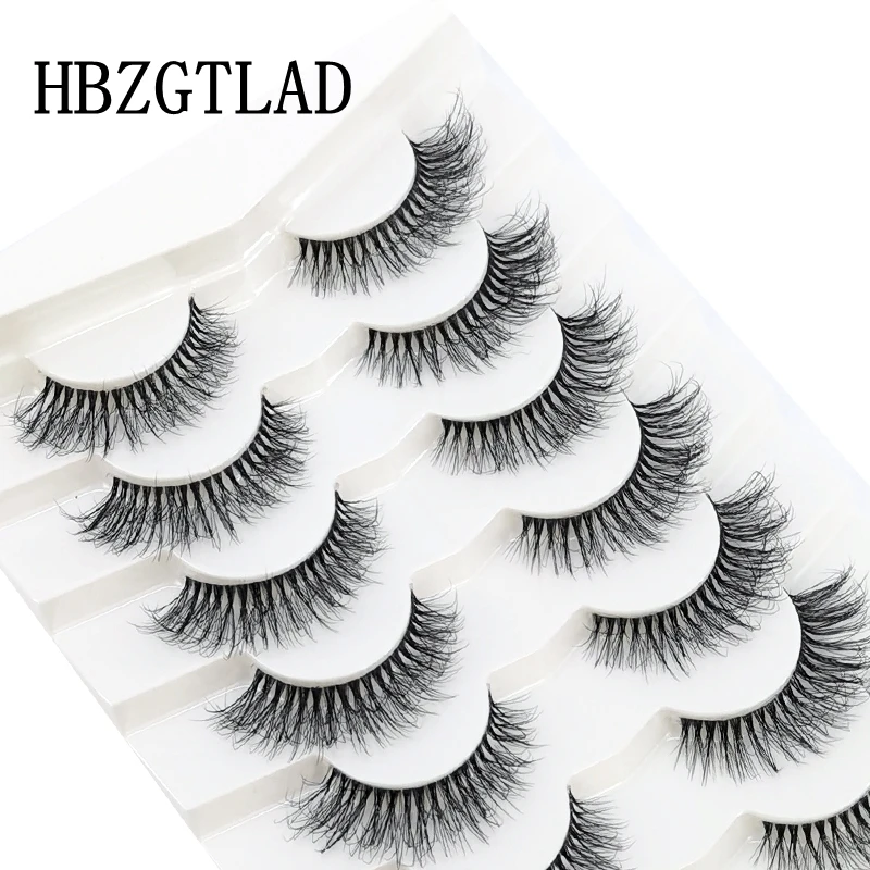 New 5/7/10 pairs Mink Eyelashes Clear Band Eye Lashes Crisscross Transparent Band False Eyelashes Handmade Natural Upper Lashes