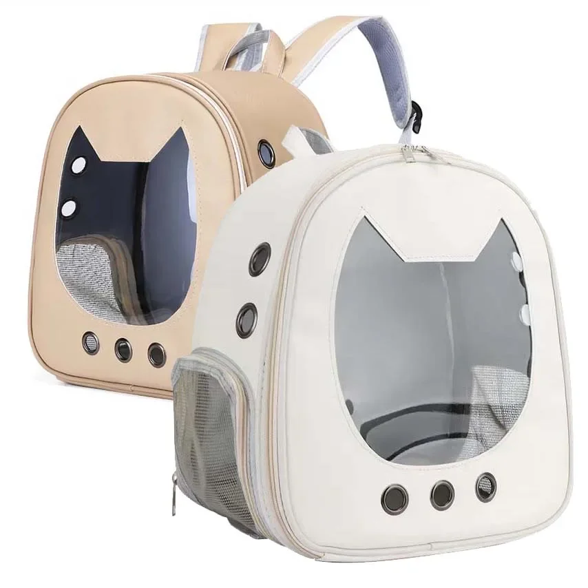 

Portable Cat Carrier Bag PU Travel Outdoor Backpack for Cat Small Dogs Transparent Breathable Carrying Shoulder Bag Pet Supplies