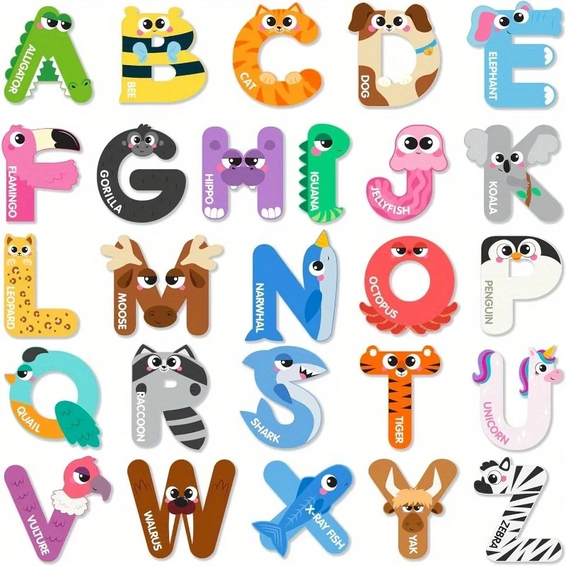

Magnetic Letters Animal Alphabet Fridge Magnets 26 Uppercase Refrigerator Magnets Large Size ABC Educational Spelling Toys
