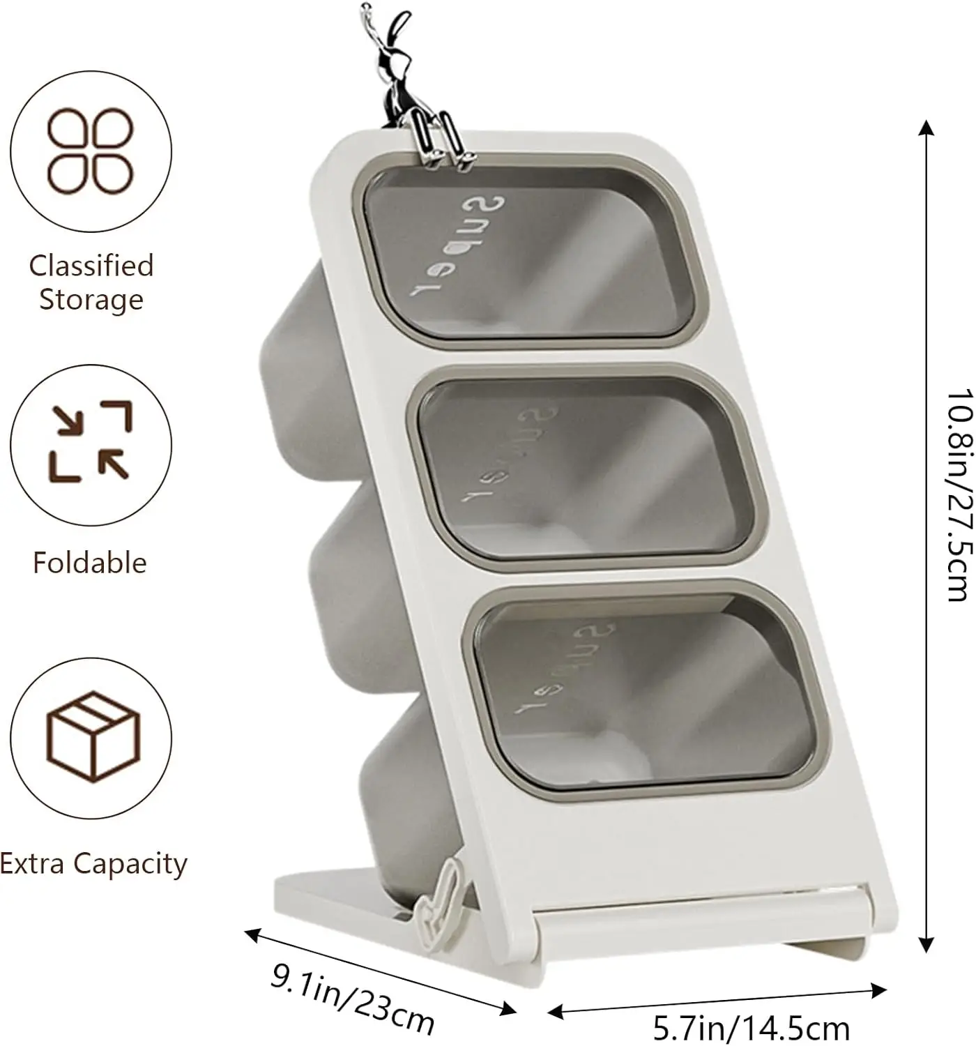 Tea Bag Organizer Office Desk Pencil Holder Foldable Portable 3 Removable Bins Slanted Tiered Storage for Counter Drawer Pantry