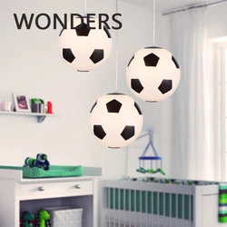 Modern Bedroom Decor Soccer Pendant Lamp Glass Lampshade Football Shape Lights Bar Atmosphere Holiday Celebration Indoor Lustres