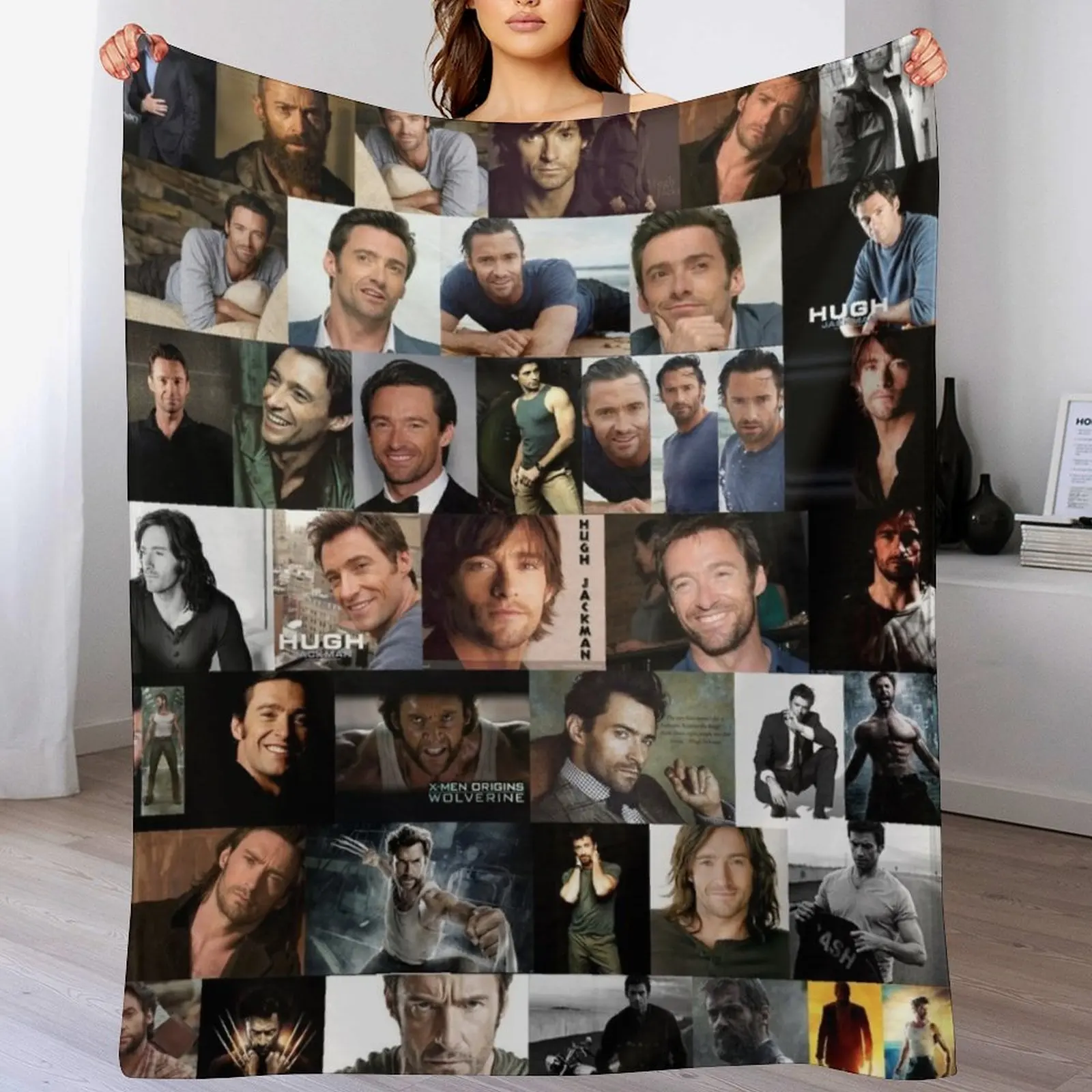 

Hugh Jackman Seamless Photo Collage Throw Blanket Luxurious Soft Blanket Holiday Gift for Family