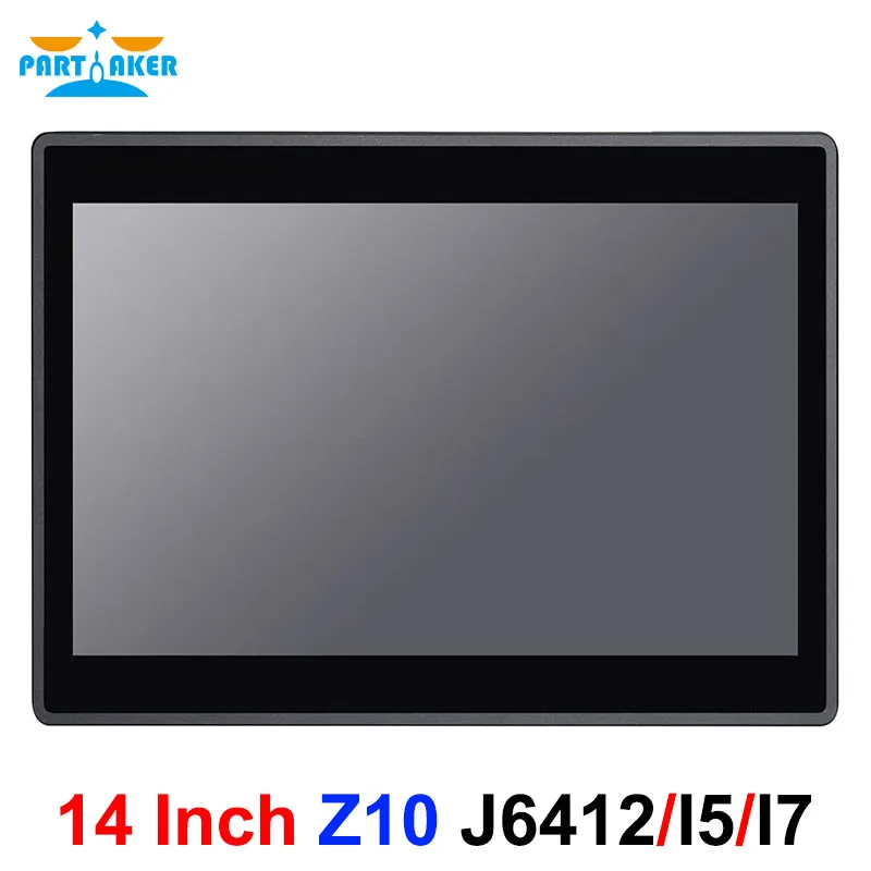 Partaker 14 Cal TFT LED IP65 Panel przemysłowy PC J6412 I5 6200U I7 6500U HD-MI 2 x LAN 3 x COM pojemnościowy komputer z ekranem dotykowym