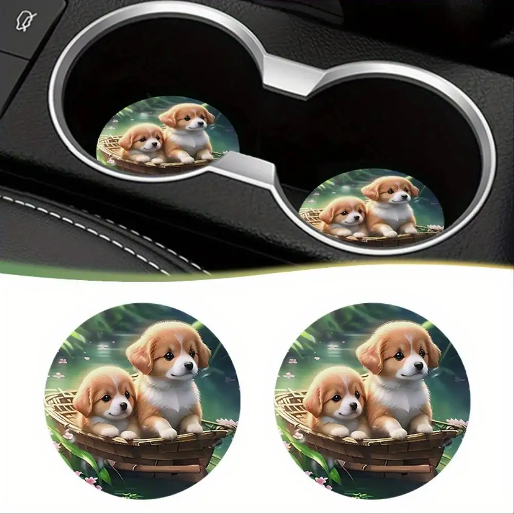 Puppy Dog EVA Coasters Non-Slip Heat-Resistant Beverage Mats Home Restaurant Bar Office Decor Cute Canine Design
