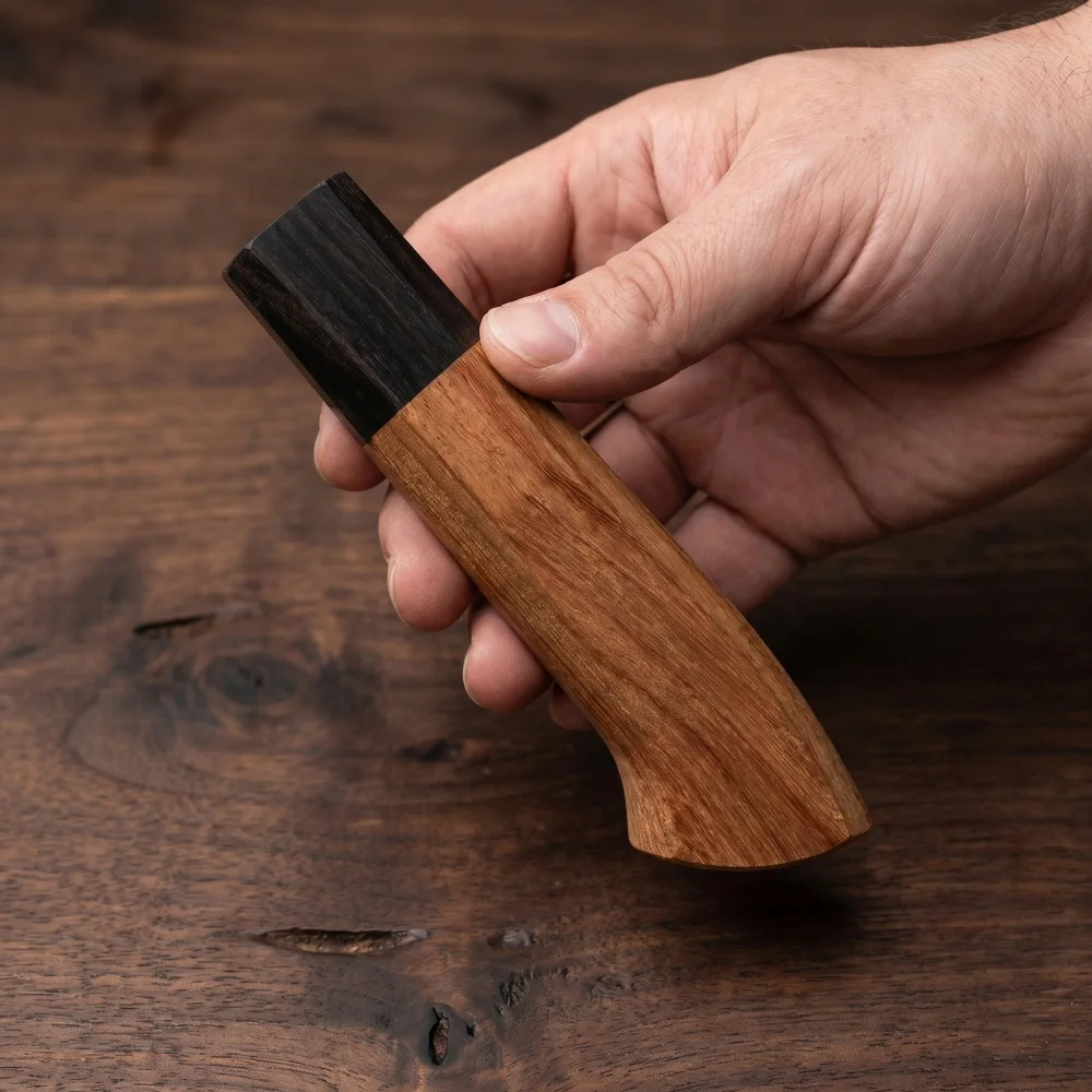 CNC Natural Solid Wood Material Japanese Style Kitchen Knife Octagonal Wooden Handle Scales DIY Making Accessories Parts, 1 PC