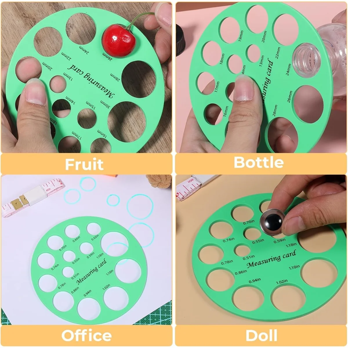 A83Z Round Safety Eye Sizer Tool,10-30mm Diameter Measuring Ruler Safety Eye Ruler for Doll, for Measure Safety-Eyes Size