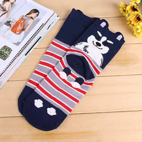 Autumn Winter Cute  Women Socks Japanese Cartoon Pattern, Small Dog, Three-dimensional Women's Socks, Medium Tube Cotton Socks