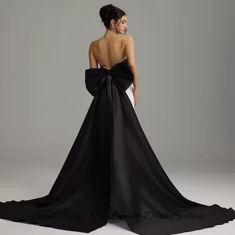 Contrast Color Customized Satin Evening Dress Elegant Strapless Sleeveless Celebrity Gowns Delicate Sequined Beading Party Dress