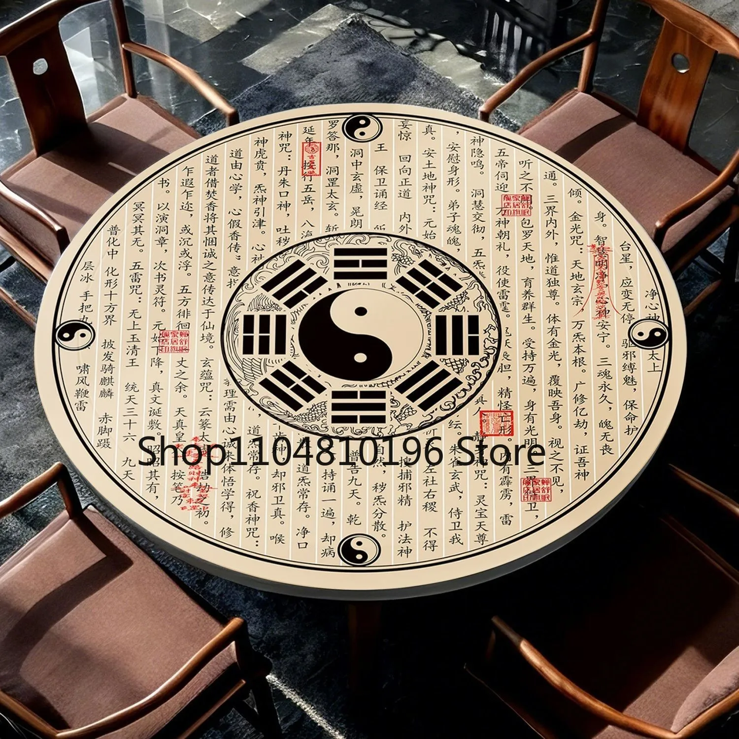 New Round Table Mat 50 Cm Yin Yang Waterproof Oilproof Heat Resistant Thick Pad