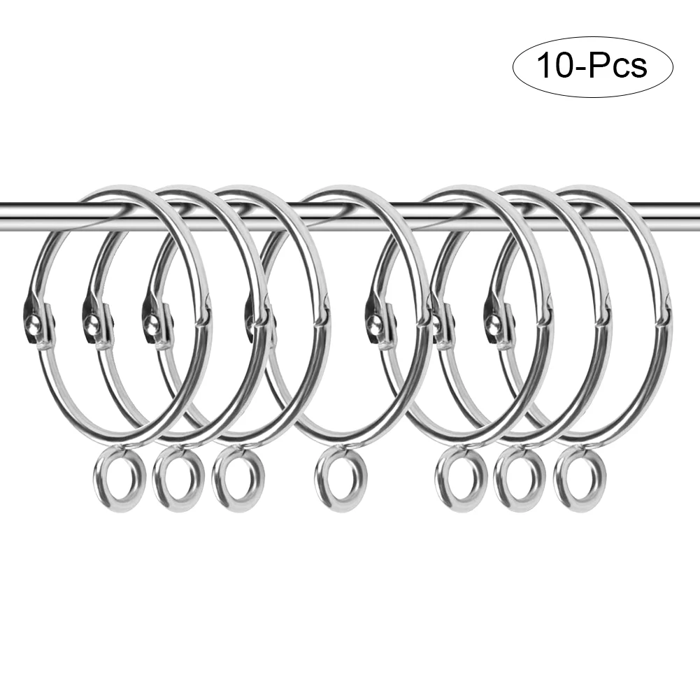 10pcs/lot 50mm Curtain Rings Opening Round Shower Curtain Hanger Hooks Hanger Bath Drape Loop Clip Glide Bathroom Accessories